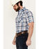 Image #2 - Ely Walker Men's Plaid Print Short Sleeve Snap Western Shirt, Blue, hi-res