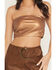 Image #3 - Blue B Women's Faux Leather Buckle Strap Bustier, Brown, hi-res