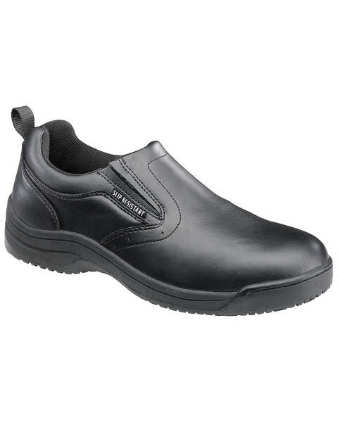Image #1 - SkidBuster Men's Non-Slip Slip-On Leather Work Shoes - Round Toe, Black, hi-res