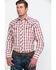 Image #1 - Roper Men's Large Fancy Plaid Long Sleeve Western Shirt, Red, hi-res