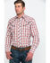 Roper Men's Red Large Fancy Plaid Long Sleeve Western Shirt , Red, hi-res