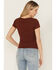 Image #4 - Shyanne Women's Studded Rib Knit V-Neck Top, Mahogany, hi-res