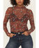 Image #3 - Rock & Roll Denim Women's Cowboy Boot Mesh Long Sleeve Shirt, Wine, hi-res