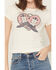 Image #3 - Shyanne Women's Roped My Heart Short Sleeve Graphic Baby Tee, Cream, hi-res