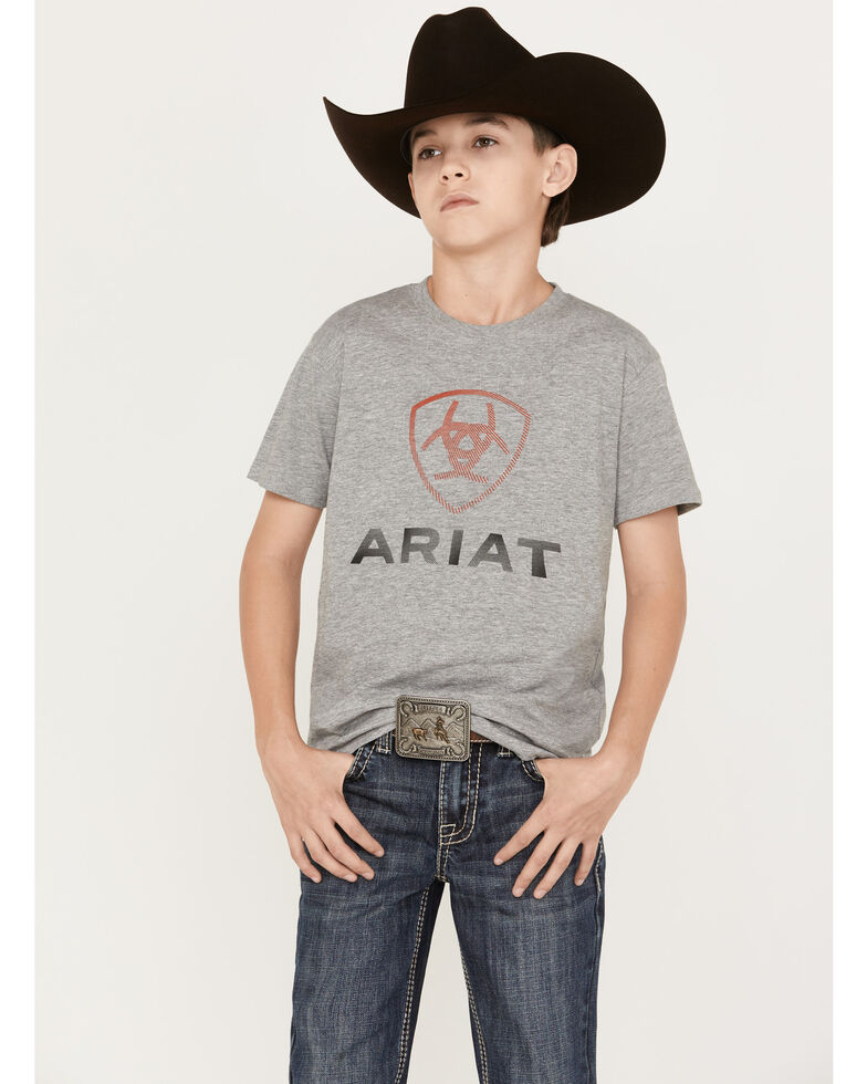 Ariat Boys' Athletic Blends T-Shirt, Grey, hi-res
