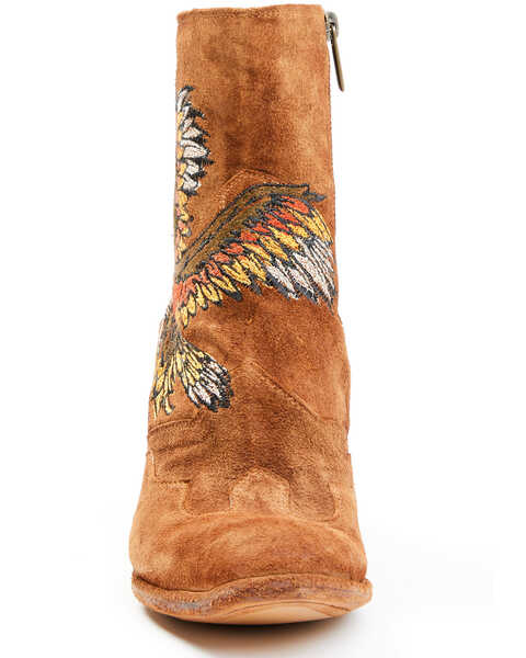Image #4 - Marco Delli Women's Embroidered Eagle Fashion Booties - Round Toe, Cognac, hi-res