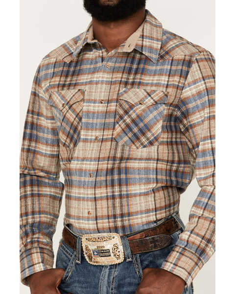 Pendleton Men's Canyon Small Plaid Snap Western Flannel Shirt , Brown, hi-res