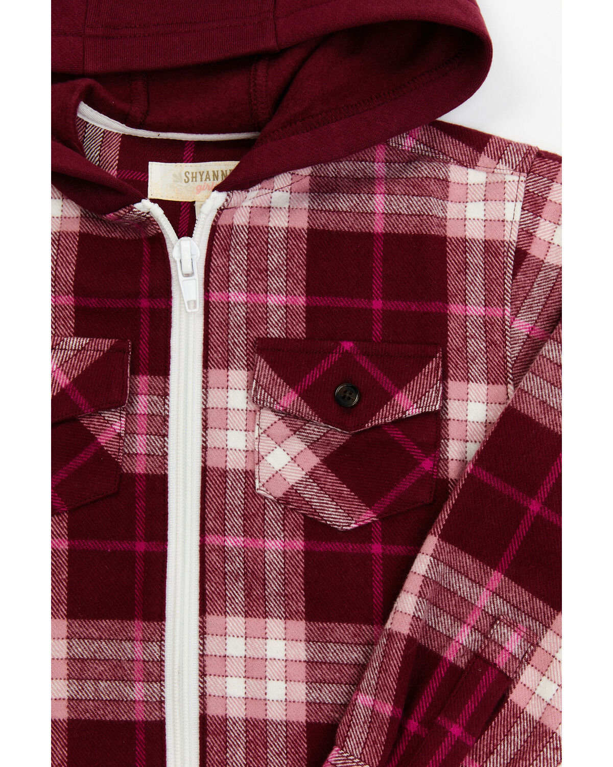 Image #2 - Shyanne Toddler Girls' Port Plaid Print Long Sleeve Zip Flannel Shacket, Burgundy, hi-res
