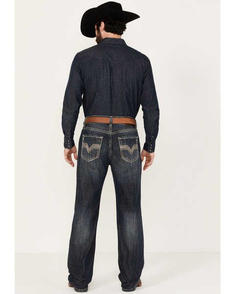 Rock & Roll Denim Men's Double Barrel Dark Vintage Wash Relaxed Straight Rigid Denim Jeans, Dark Medium Wash, hi-res