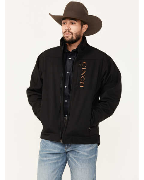 Image #1 - Cinch Men's Bonded Softshell Jacket, Black, hi-res