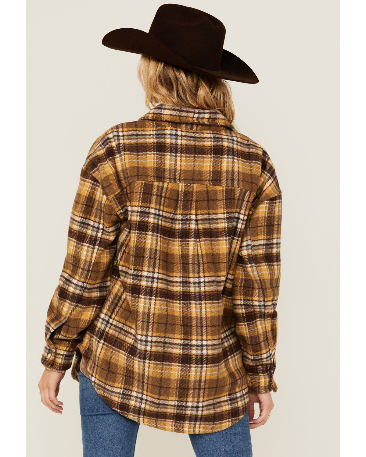 Image #5 - Fornia Women's Plaid Print Shacket, Yellow, hi-res