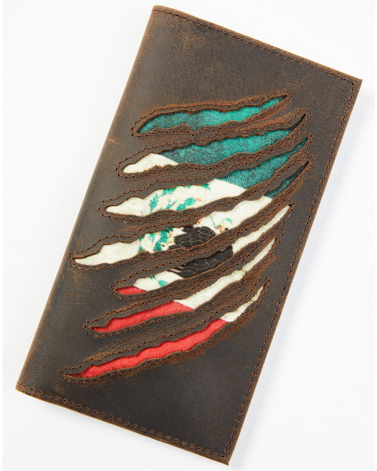 Cody James Men's Mexican Flag Rodeo Checkbook Wallet, Brown, hi-res