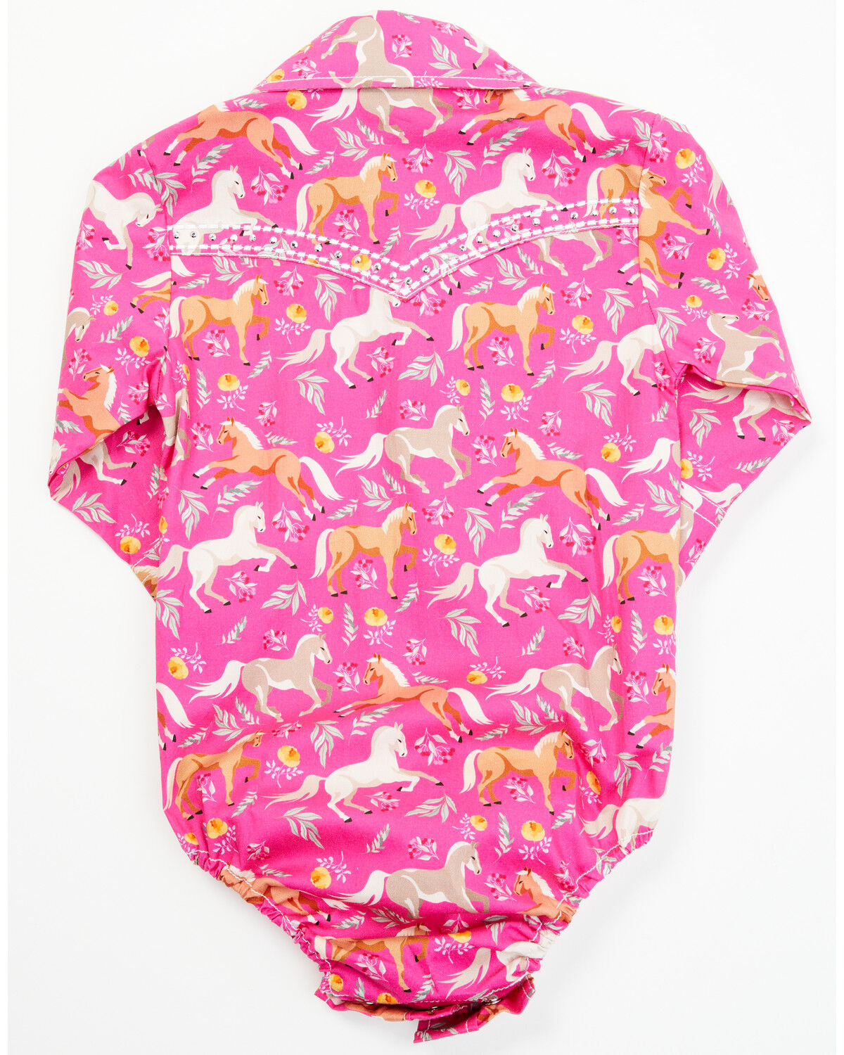 Image #3 - Cowgirl Hardware Infant Girls' Horse and Floral Print Long Sleeve Snap Onesie, Pink, hi-res