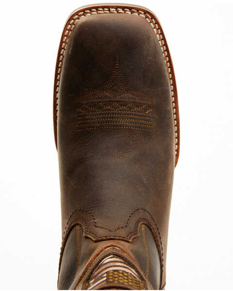 Image #6 - RANK 45® Men's Chief Western Performance Boots - Broad Square Toe, Brown, hi-res