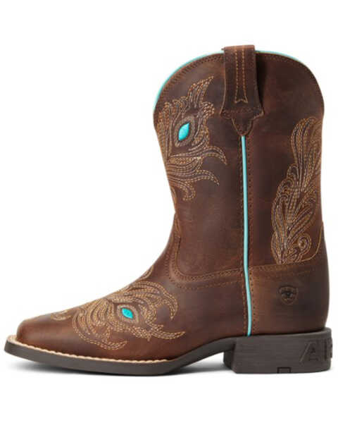 Image #2 - Ariat Girls' Bright Eyes II Hat Leather Boot - Broad Square Toe, Brown, hi-res