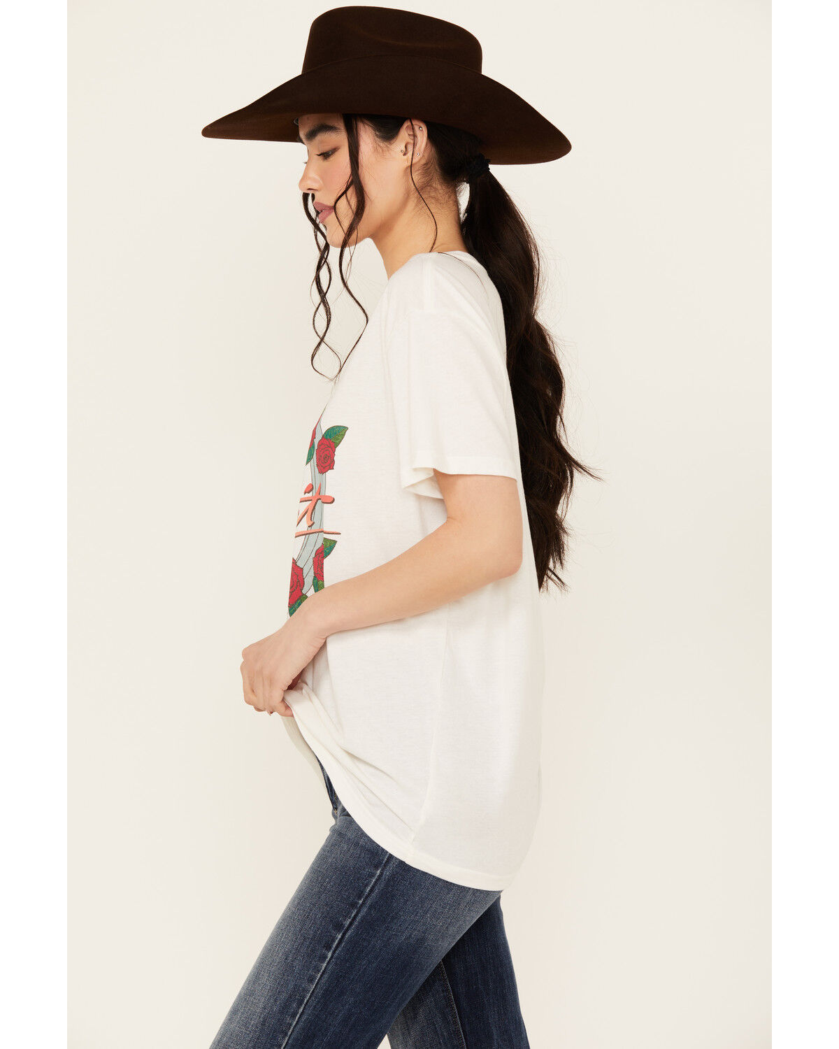 Image #2 - Wrangler Women's George Strait Floral Short Sleeve Graphic Tee, White, hi-res