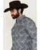 Image #2 - Moonshine Spirit Men's Crossing Paisley Print Long Sleeve Pearl Snap Western Shirt, Navy, hi-res