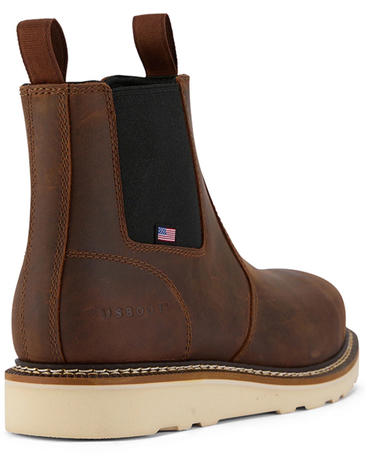 Image #4 - US Boot Men's James 6" Chelsea Work Boots - Soft Toe, Brown, hi-res