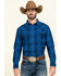 Cody James Men's Skedaddle Plaid Long Sleeve Western Shirt , Royal Blue, hi-res