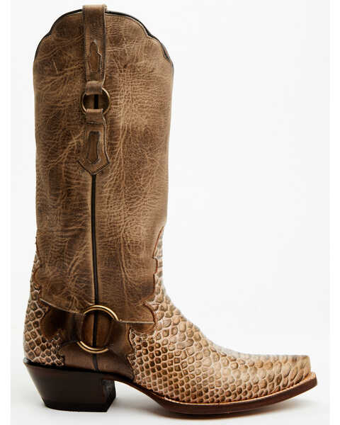 Image #2 - Dan Post Women's Faux Python Tall Western Boots - Snip Toe , Honey, hi-res