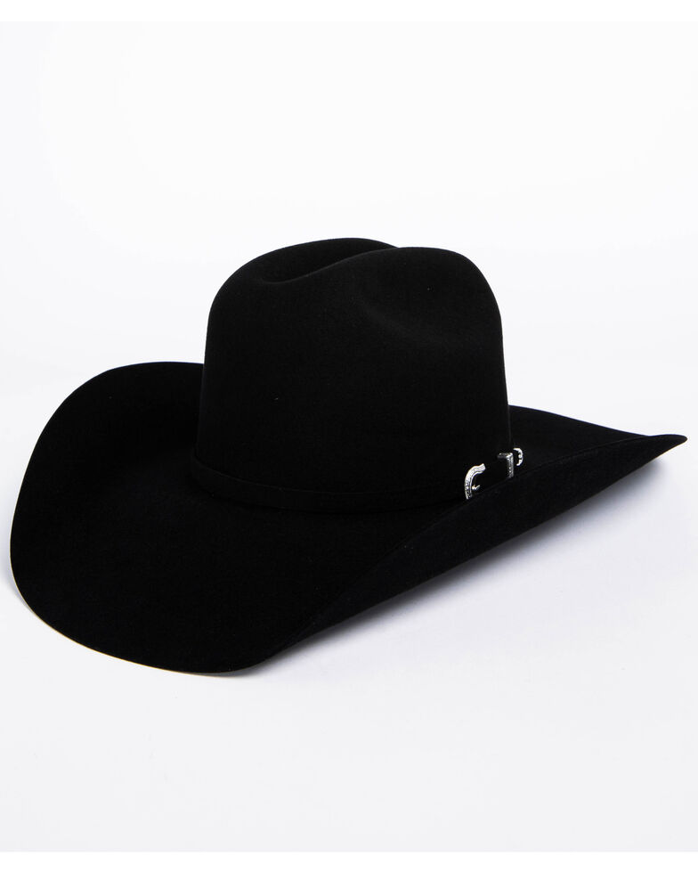 American Hat Co. Men's 7X Black Self Buckle Felt Cowboy Hat, Black, hi-res