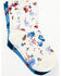 Image #1 - Shyanne Girl's Skye Floral Crew Socks - 2-Pack, Blue, hi-res