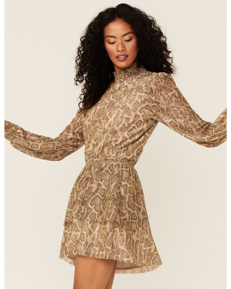 Show Me Your Mumu Women's Glitter Python Russo Ruffle Dress, Multi, hi-res