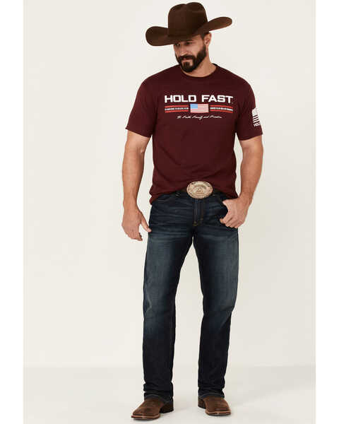 Hold Fast Men's Burgundy Iconic Flag Graphic Short Sleeve T-Shirt , Burgundy, hi-res