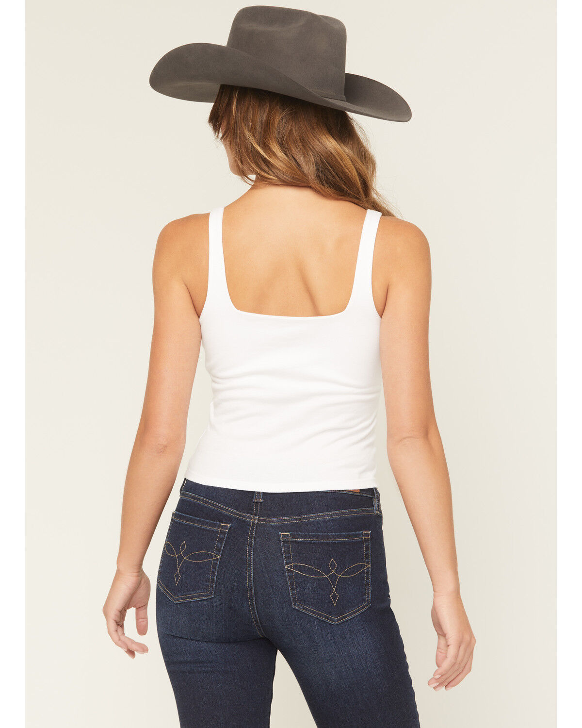 Image #4 - Rock & Roll Denim Women's Buckle Tank Top, White, hi-res
