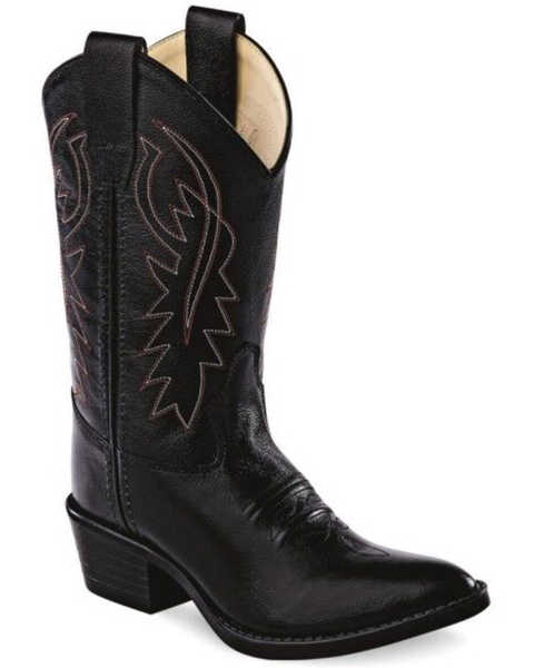 Image #1 - Old West Girls' Western Boots - Medium Toe, Black, hi-res