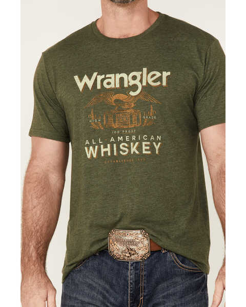Wrangler Men's Heather Green Whiskey Graphic Short Sleeve T-Shirt , Olive, hi-res