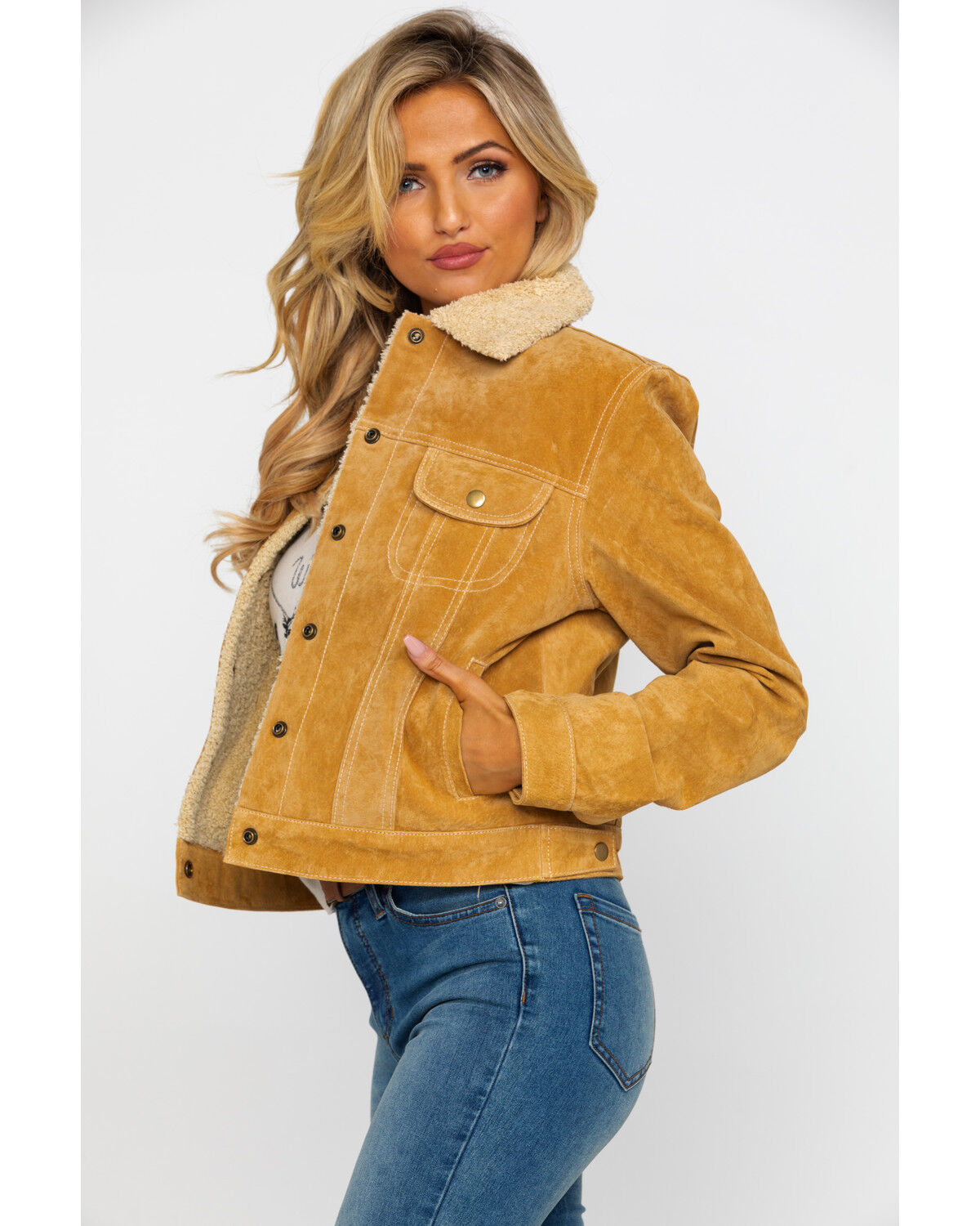 shearling jean jacket womens