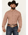 Image #1 - George Strait By Wrangler Men's Plaid Print Long Sleeve Button-Down Stretch Western Shirt, Brown, hi-res