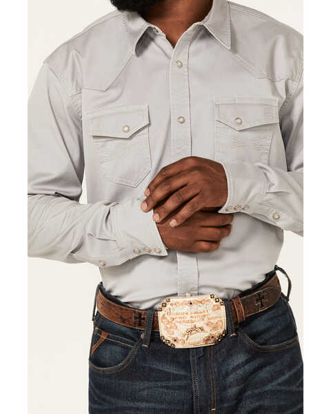 Image #2 - Blue Ranchwear Men's Twill Long Sleeve Snap Western Workshirt , Light Grey, hi-res