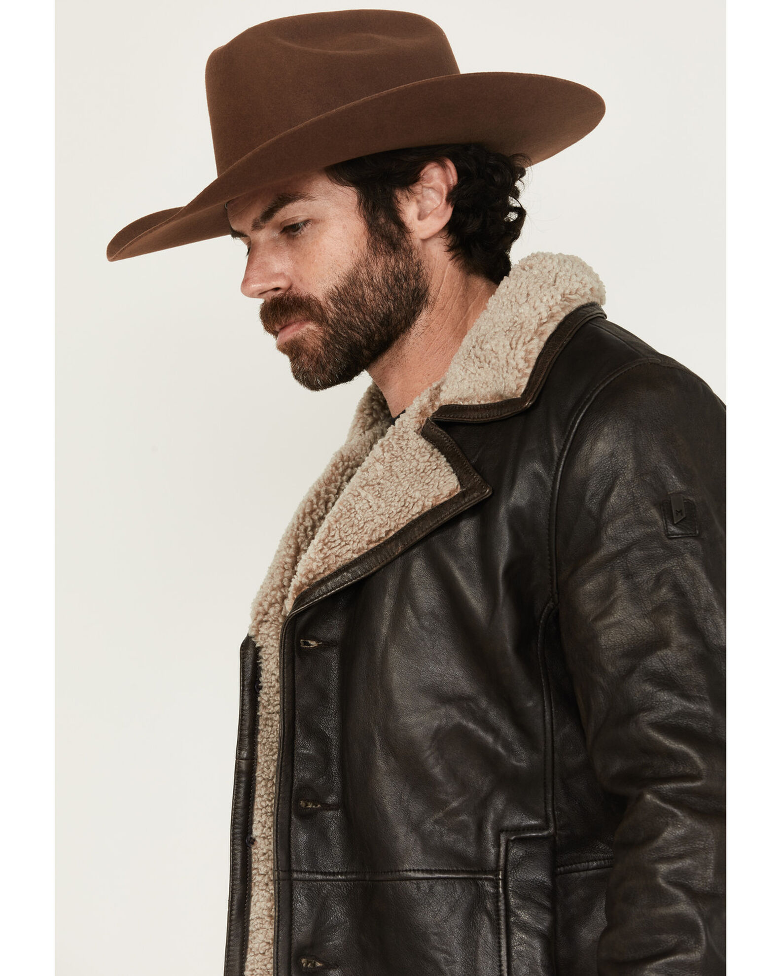 Shearling lined leather jacket mens on sale