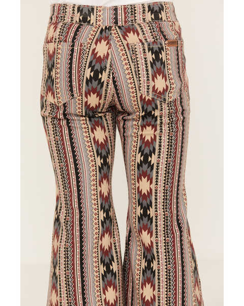 Image #4 - Rock & Roll Denim Girls' Southwestern Stripe Print Flare Jeans, Tan, hi-res