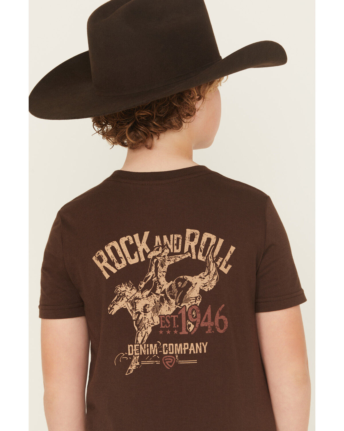 Image #4 - Rock & Roll Denim Boys' Bronco Rider Short Sleeve Graphic T-Shirt, Dark Brown, hi-res