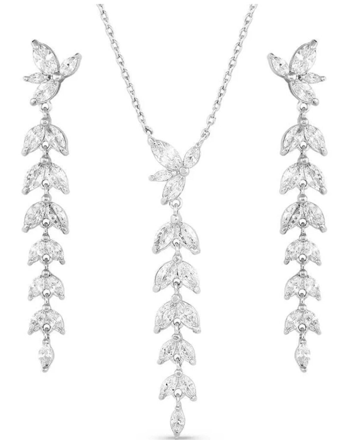 Image #1 - Montana Silversmiths Women's Woodbine Falls Crystal Jewelry Set - 2 Piece, Silver, hi-res