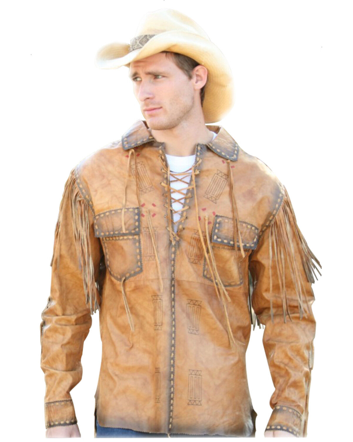 Image #1 - Kobler Leather Men's Cow Antique Leather Overshirt, Tan, hi-res
