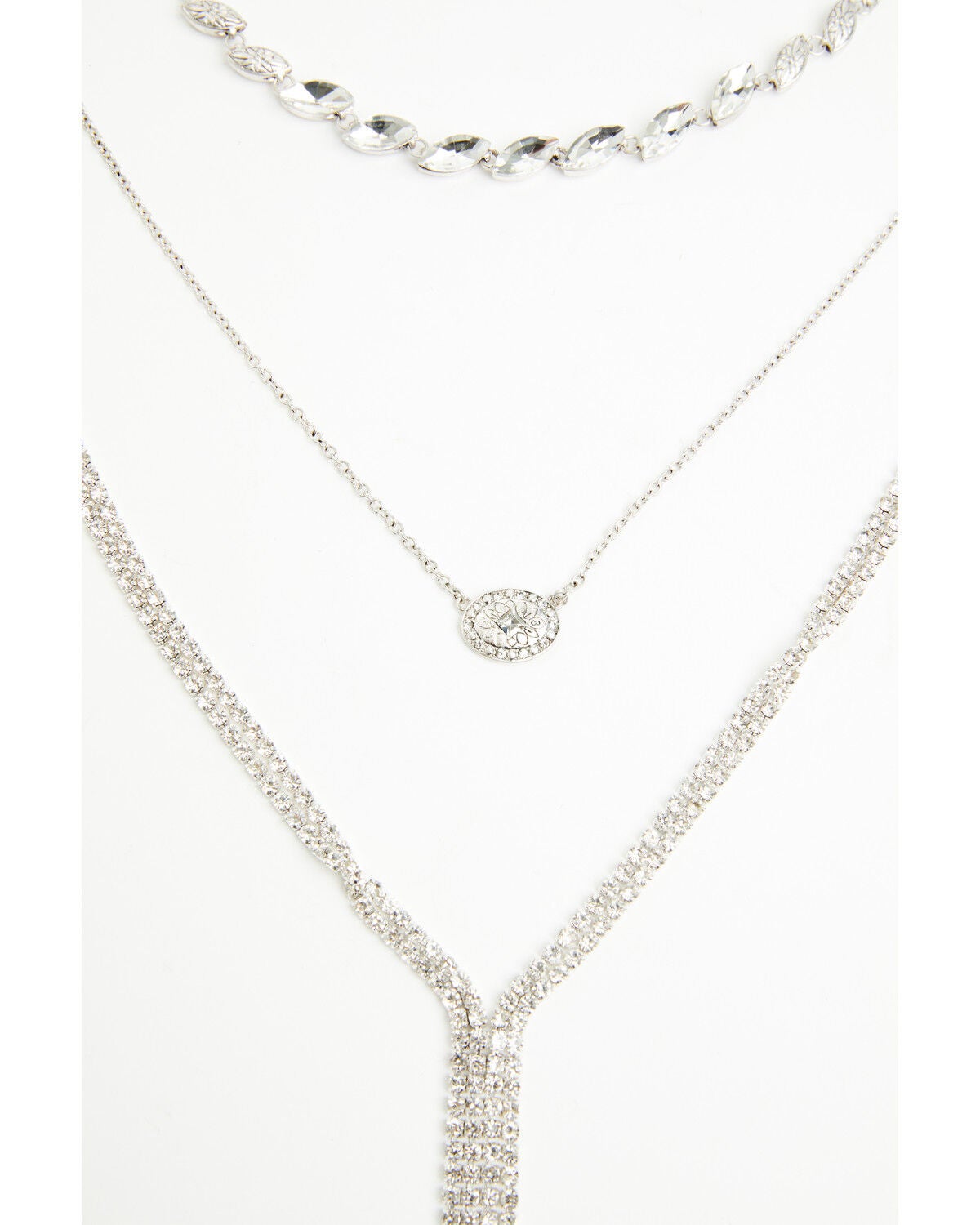 Image #2 - Lainey Wilson Women's 3 Row Stone Necklace, Silver, hi-res