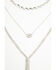 Image #2 - Lainey Wilson Women's 3 Row Stone Necklace, Silver, hi-res