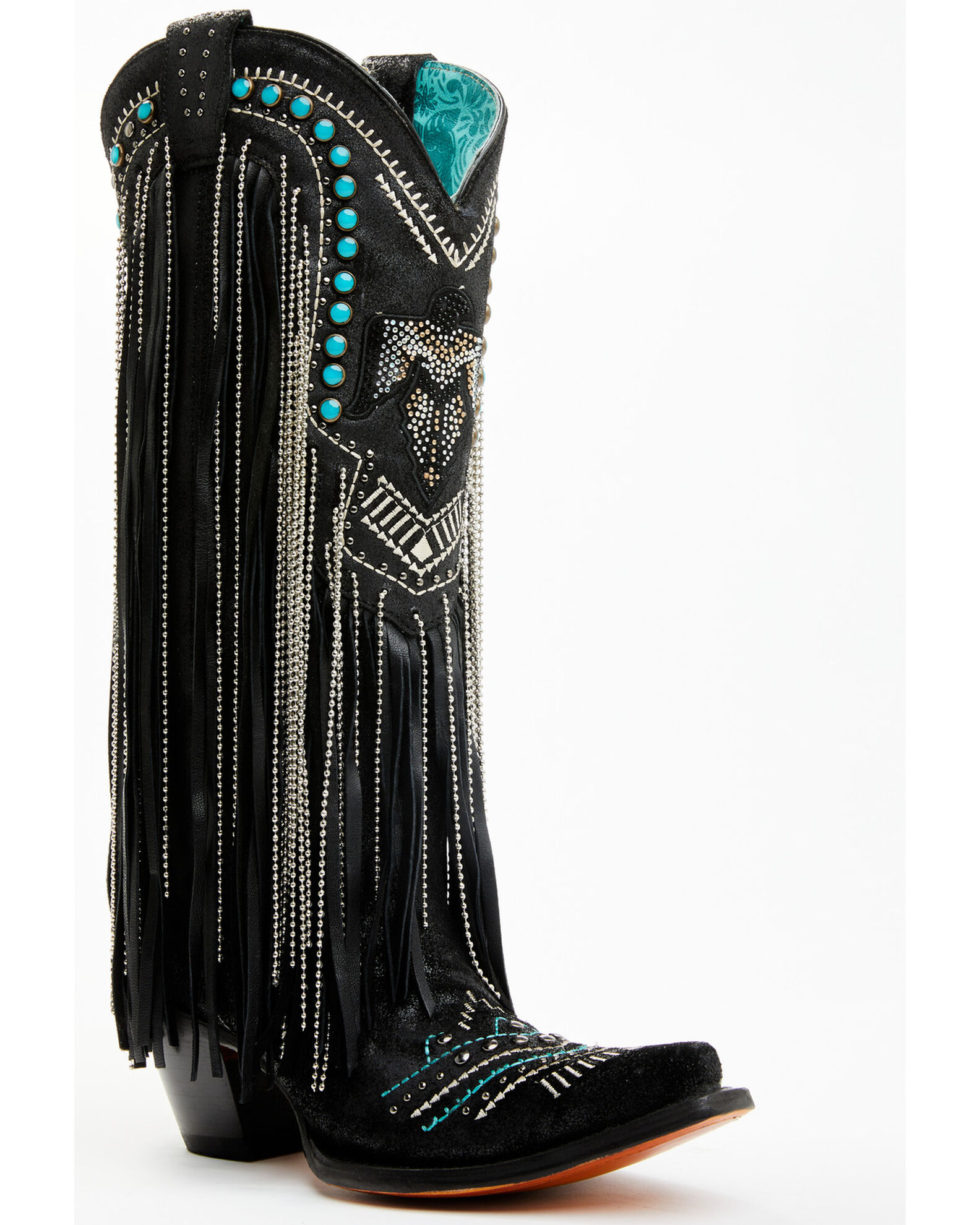 Corral Women s Embroidered and Crystal Eagle Fringe Western Boots