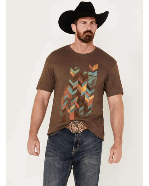 RANK 45® Men's Chevron Short Sleeve Graphic T-Shirt, Chocolate, hi-res