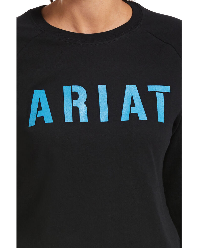 Ariat Women's Black Rebar Cotton Strong Block Long Sleeve Tee, Black, hi-res