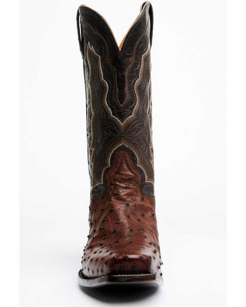 Image #4 - El Dorado Men's Exotic Full-Quill Ostrich Skin Western Boots - Square Toe, Chocolate, hi-res
