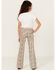 Image #3 - Panhandle Girls' Southwestern Striped Button Flare Stretch Denim Jeans, Natural, hi-res