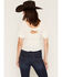 Image #4 - Lovestitch Women's Lace Front Short Sleeve Top, Ivory, hi-res