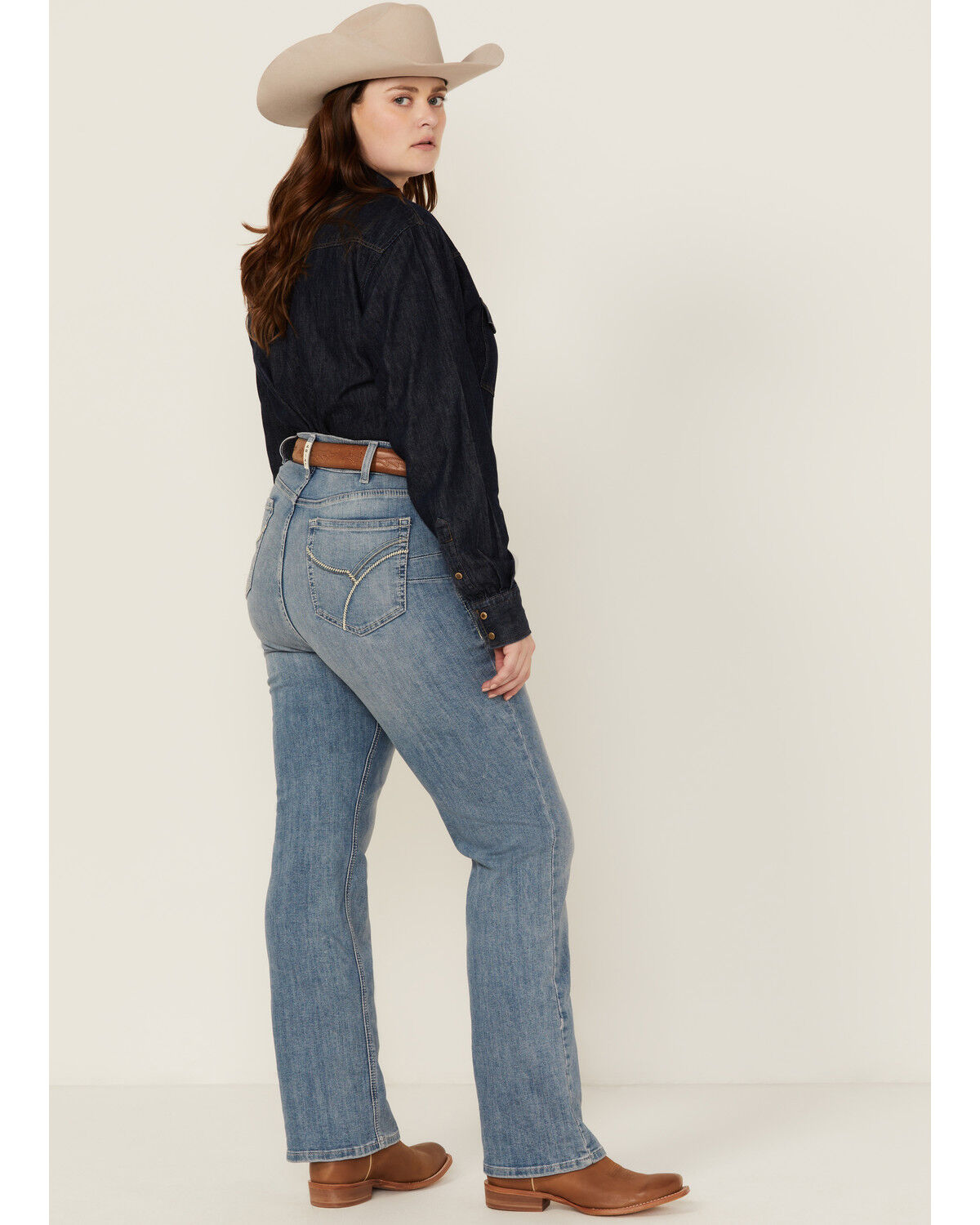 Image #3 - Ariat Women's Brianna Light Wash High Rise Bootcut Oklahoma Jeans - Plus, Light Wash, hi-res