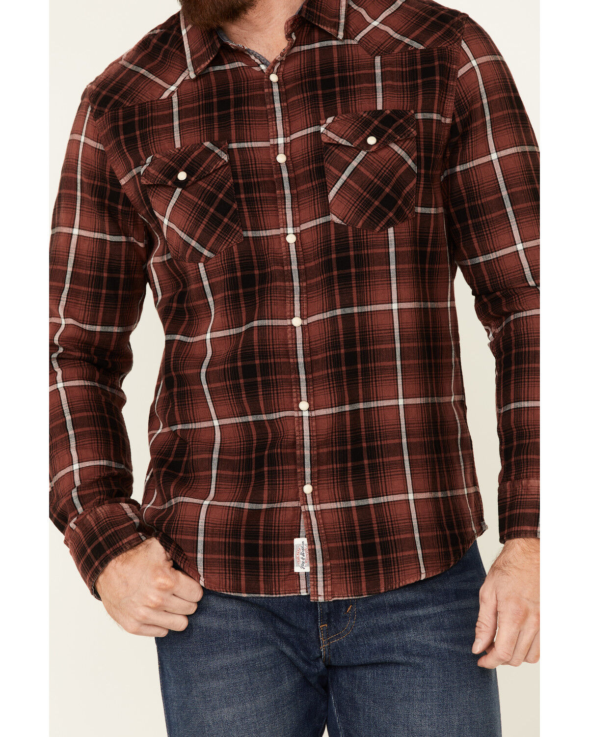 Image #3 - Flag & Anthem Men's Thornton Maroon Plaid Long Sleeve Snap Western Shirt, Maroon, hi-res