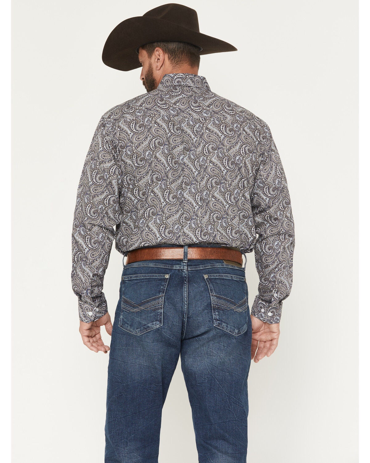 Image #4 - Cinch Men's Paisley Print Long Button-Down Western Shirt, Purple, hi-res